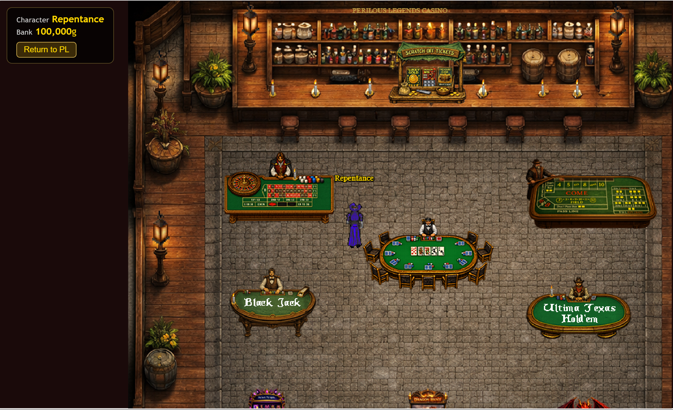 Perilous Legends casino floor