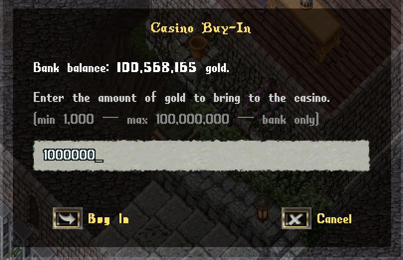 The Casino Buy-In window