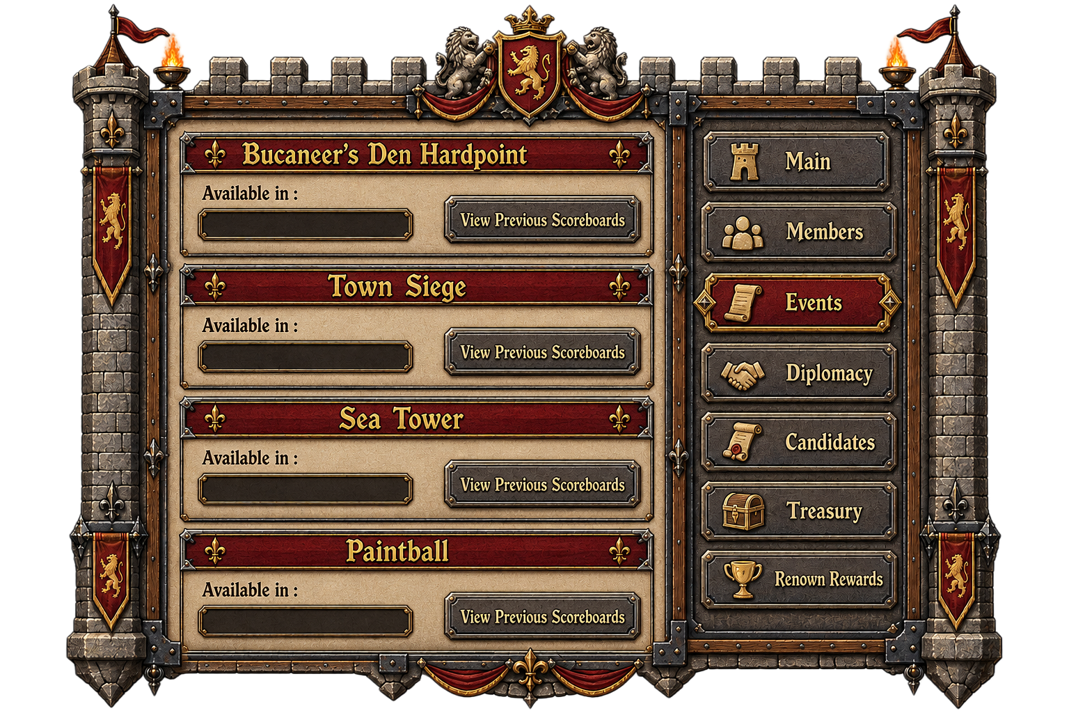 The events page