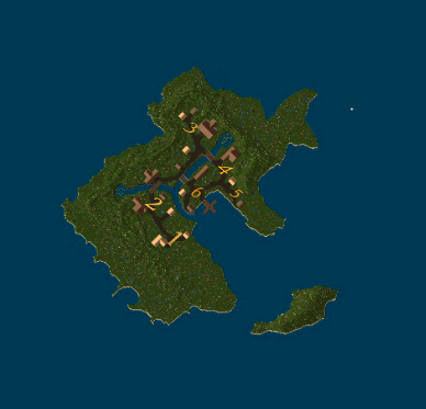 Map of Buccaneer's Den showing the six hardpoint locations