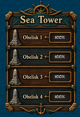 The Sea Tower obelisk status gump